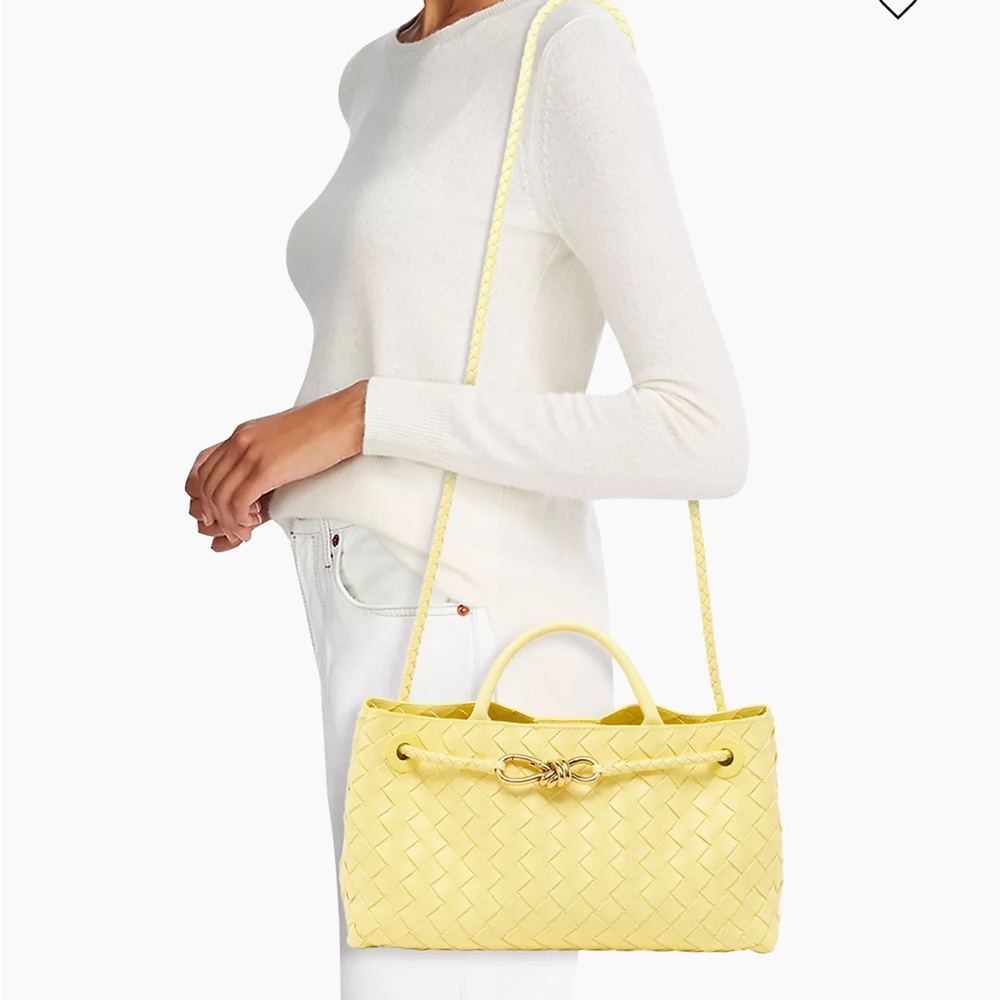 BOTTEGA VENETA Yellow Woven Leather Handbag Purse Shoulder Bag Crossbody
